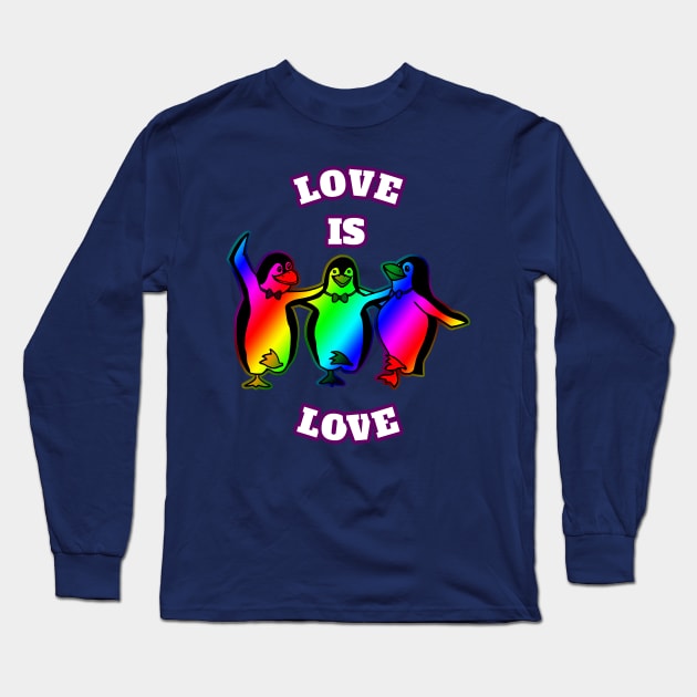 Love Is Love Rainbow Penguins Gay Lesbian Pride Gift Long Sleeve T-Shirt by klimentina